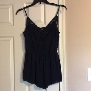 Navy blue spaghetti strapped romper